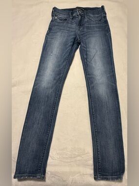 Express Men's Slim Straight Jeans in Faded Blue